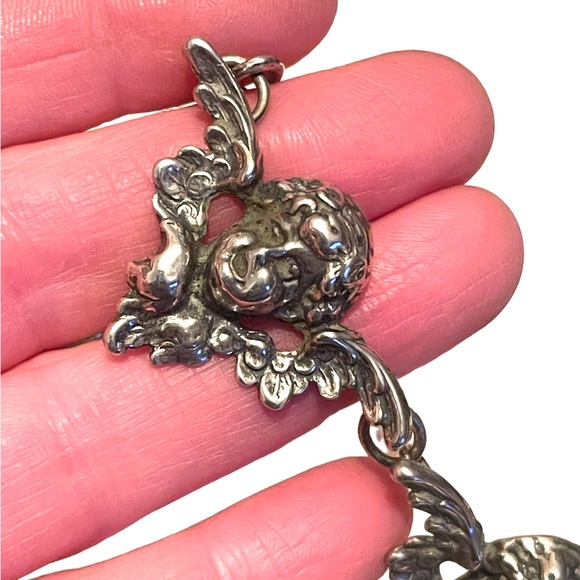 Vintage Art Deco Victorian T Foree Hunsicker Cherub Angel Sterling necklace RARE - Picture 10 of 16
